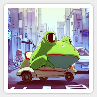 Cartoon anime Frog in Japan street Kawaii Sticker